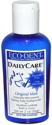 Eco-Dent, Daily Care, Baking Soda Toothpowder, Original Mint, 2 oz (56 g) ,حمام، الجمال، معجون أسنان