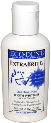 Eco-Dent, ExtraBrite, Dazzling Mint, Tooth Whitener, Without Fluoride, 2 oz (56 g) ,حمام، الجمال، معجون الأسنان، العناية بالأسنان عن طريق الفم، تبييض الأسنان