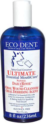 Eco-Dent, Ultimate Essential MouthCare, Natural Daily Rinse & Oral Cleanser, Alcohol Free, Spicy-Cool Cinnamon, 8 fl oz (236 ml) ,حمام، الجمال، شفهي، الأسنان، تهتم، غسول الفم
