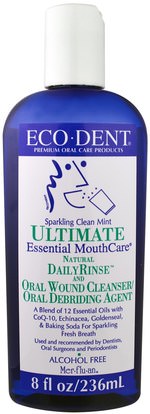 Eco-Dent, Ultimate Essential MouthCare, Natural Daily Rinse & Oral Cleanser, Alcohol Free, Sparkling Clean Mint, 8 fl oz (236 ml) ,حمام، الجمال، شفهي، الأسنان، تهتم، غسول الفم