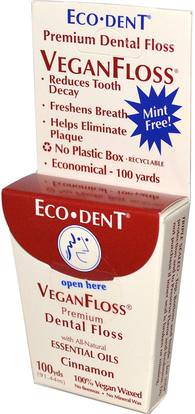Eco-Dent, VeganFloss, Cinnamon, 100 yds (91.44 m) ,حمام، الجمال، العناية بالأسنان عن طريق الفم، خيط تنظيف الأسنان