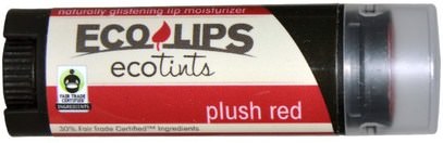 Eco Lips Inc., Ecotints, Lip Moisturizer, Plush Red.15 oz (4.25 g) ,حمام، الجمال، أرغان بلسم الشفاه، أحمر الشفاه، لمعان، بطانة