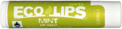 Eco Lips Inc., Lip Balm, SPF 15, Mint.15 oz (4.25 g) ,حمام، الجمال، العناية الشفاه، بلسم الشفاه