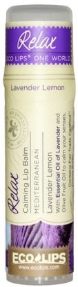 Eco Lips Inc., One World, Calming Lip Balm, Relax, Lavender Lemon.25 oz (7 g) ,حمام، الجمال، العناية الشفاه، بلسم الشفاه