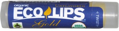 Eco Lips Inc., Organic, Gold Lip Balm, Unflavored.15 oz (4.25 g) ,حمام، الجمال، العناية الشفاه، بلسم الشفاه
