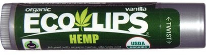 Eco Lips Inc., Organic, Hemp Lip Balm, Vanilla.15 oz (4.25 g) ,حمام، الجمال، العناية الشفاه، بلسم الشفاه