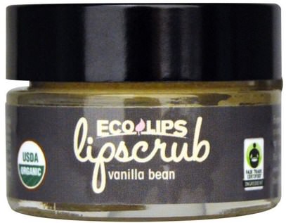 Eco Lips Inc., Organic, Lipscrub, Vanilla Bean.5 oz (14.2 g) ,حمام، الجمال، العناية الشفاه