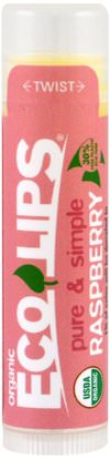 Eco Lips Inc., Pure & Simple, Lip Balm, Raspberry.15 oz (4.25 g) ,حمام، الجمال، العناية الشفاه، بلسم الشفاه