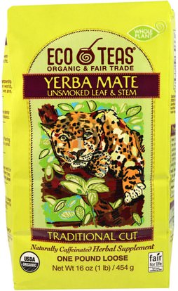 Eco Teas, Yerba Mate, Unsmoked Leaf & Stem, 16 oz (445 g) ,الطعام، شاي الأعشاب، يربا، ميت