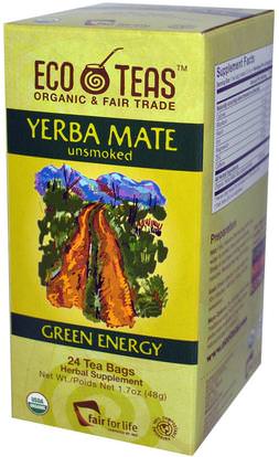Eco Teas, Yerba Mate, Unsmoked, Green Energy, 24 Tea Bags, 1.7 oz (48 g) ,الطعام، شاي الأعشاب، يربا، ميت