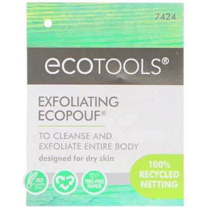 EcoTools, EcoPouf Exfoliating Sponge, 1 Sponge ,حمام، الجمال، حمام الإسفنج والفرش