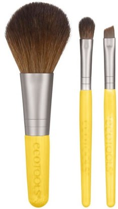 EcoTools, Mini Essentials Set, 3 Brushes ,حمام، الجمال، هدية مجموعات، مستحضرات التجميل هدية مجموعات، أدوات ماكياج، فرش ماكياج