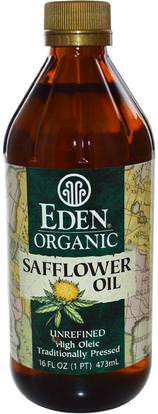 Eden Foods, Organic Safflower Oil, Unrefined, 16 fl oz (473 ml) ,المكملات الغذائية، زيت القرطم