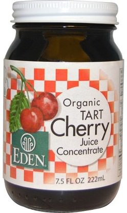 Eden Foods, Organic Tart Cherry Juice Concentrate, 7.5 fl oz (222 ml) ,المكملات الغذائية، مقتطفات الفاكهة، الكرز (الفاكهة السوداء البرية)، الغذاء، القهوة الشاي والمشروبات، عصير الفواكه