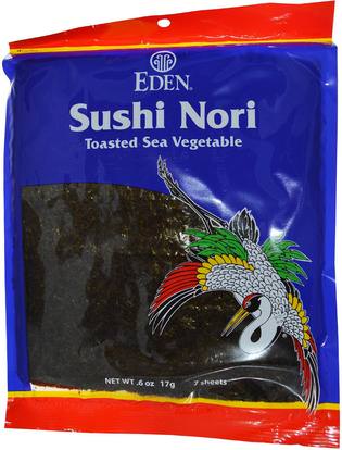 Eden Foods, Sushi Nori, 7 Sheets.6 oz 17 g ,المكملات الغذائية، الطحالب المختلفة