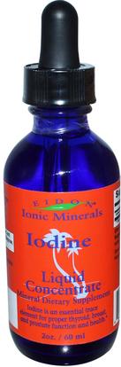 Eidon Mineral Supplements, Ionic Minerals, Iodine, Liquid Concentrate, 2 oz (60 ml) ,والملاحق، والمعادن، واليود