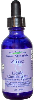 Eidon Mineral Supplements, Ionic Minerals, Zinc, Liquid Concentrate, 2 oz (60 ml) ,المكملات الغذائية، المعادن، الزنك، المعادن السائلة