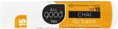 All Good Products, All Good Lip, Lip Balm, SPF 15, Chai, 4.25 g ,حمام، الجمال، العناية الشفاه، بلسم الشفاه