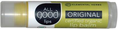 All Good Products, All Good Lips, Certified Organic Lip Balm, Original, 4.25 g ,حمام، الجمال، العناية الشفاه، بلسم الشفاه