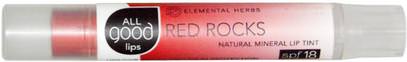 All Good Products, All Good Lips, Natural Mineral Lip Tint, SPF 18, Red Rocks, 2.55 g ,حمام، الجمال، أحمر الشفاه، معان، بطانة، العناية الشفاه