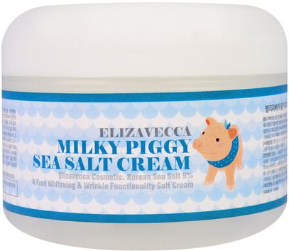 Elizavecca, Milky Piggy Sea Salt Cream, 100 g ,حمام، الجمال، العناية بالوجه، الكريمات المستحضرات، الأمصال
