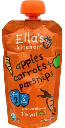 Ellas Kitchen, Apples Carrots + Parsnips, Super Smooth Puree, 3.5 oz (99 g) ,صحة الأطفال، أغذية الأطفال، تغذية الطفل، الغذاء
