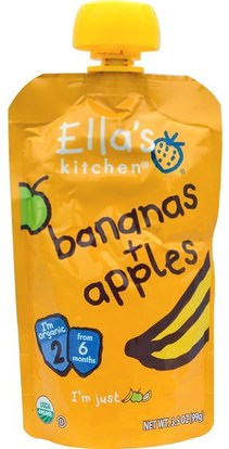 Ellas Kitchen, Bananas + Apples, 3.5 oz (99 g) ,صحة الأطفال، أغذية الأطفال، تغذية الطفل، الغذاء