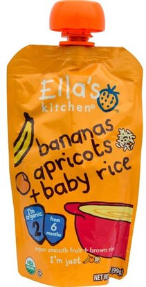 Ellas Kitchen, Bananas, Apricots + Baby Rice, Stage 2, 3.5 oz (99 g) ,صحة الأطفال، أغذية الأطفال، تغذية الطفل، الغذاء