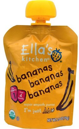 Ellas Kitchen, Bananas Bananas Bananas, Super Smooth Puree, 2.5 oz (70 g) ,صحة الأطفال، أغذية الأطفال، تغذية الطفل، الغذاء