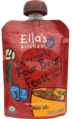Ellas Kitchen, Hugely Hearty, Four Bean Feast, 4.5 oz (127 g) ,صحة الأطفال، أغذية الأطفال، تغذية الطفل، الغذاء