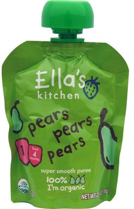Ellas Kitchen, Pears Pears Pears, Super Smooth Puree, 2.5 oz (70 g) ,صحة الأطفال، أغذية الأطفال، تغذية الطفل، الغذاء