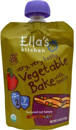 Ellas Kitchen, Very, Very Tasty Vegetable Bake with Lentils, 4.5 oz (127 g) ,صحة الأطفال، أغذية الأطفال، تغذية الطفل، الغذاء