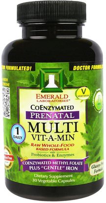 Emerald Laboratories, CoEnzymated Prenatal Multi Vit-A-Min, 30 Veggie Caps ,الفيتامينات، الفيتامينات قبل الولادة
