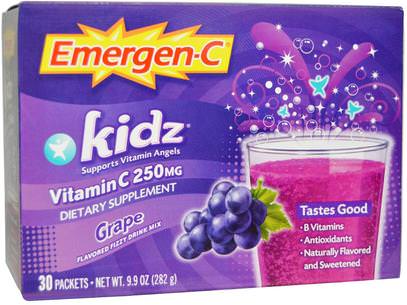 Emergen-C, Kids, Grape, 30 Packets, 9.4 g Each ,الفيتامينات، فيتامين ج، المكملات الغذائية للأطفال