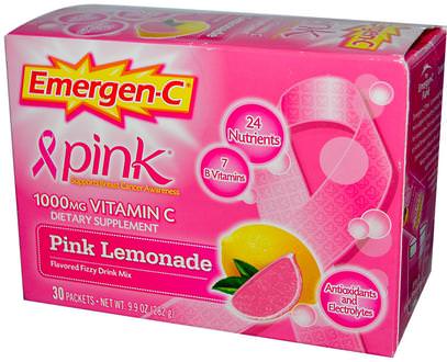 Emergen-C, Pink, 1,000 mg Vitamin C, Pink Lemonade, 30 Packets, 9.9 g Each ,والرياضة، بالكهرباء شرب التجديد