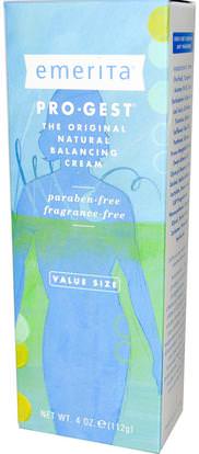 Emerita, Pro-Gest, Balancing Cream, Fragrance-Free, 4 oz (112 g) ,والصحة، والمرأة، ومنتجات كريم البروجسترون