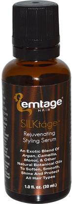 Emtage Beauty, Silktage Rejuvenating Styling Serum, 1.0 fl oz (30 ml) ,حمام، الجمال، أرجان، إمتاج الجمال، سافر، سيز