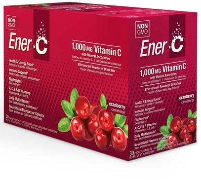 Ener-C, Vitamin C, Effervescent Powdered Drink Mix, Cranberry, 30 Packets, 10.0 oz (282.3 g) ,الفيتامينات، فيتامين ج