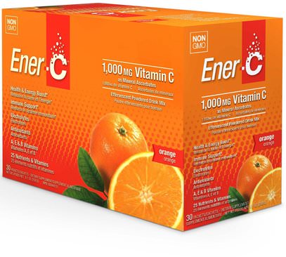 Ener-C, Vitamin C, Effervescent Powdered Drink Mix, Orange, 30 Packets, 9.2 oz (260.1 g) ,والرياضة، والكهرباء بالكهرباء شرب التجديد، وفيتامين ج