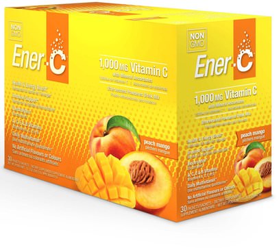 Ener-C, Vitamin C, Effervescent Powdered Drink Mix, Peach Mango, 30 Packets, 10.2 oz (289.2 g) ,الفيتامينات، فيتامين ج