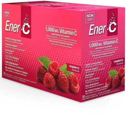 Ener-C, Vitamin C, Effervescent Powdered Drink Mix, Raspberry, 30 Packets, 9.8 oz (277 g) ,الفيتامينات، فيتامين ج