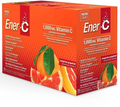 Ener-C, Vitamin C, Effervescent Powdered Drink Mix, Tangerine Grapefruit, 30 Packets, 10.0 oz (283.5 g) ,الفيتامينات، فيتامين ج