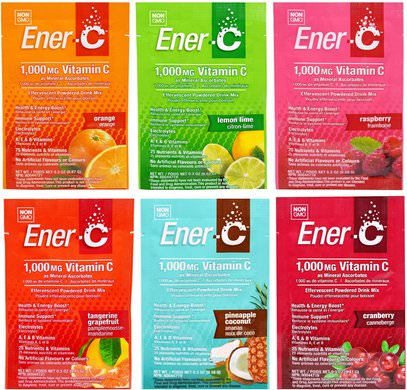 Ener-C, Vitamin C, Effervescent Powdered Drink Mix, Variety Pack, 6 Packets ,والرياضة، والكهرباء بالكهرباء شرب التجديد، وفيتامين ج