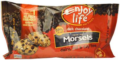 Enjoy Life Foods, Regular Size Morsels, Dark Chocolate, 9 oz (255 g) ,المنتجات الحساسة للحرارة، الغذاء، الكاكاو (الكاكاو) الشوكولاته