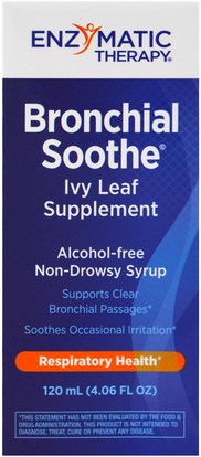 Enzymatic Therapy, Bronchial Soothe, Ivy Leaf Supplement, 4.06 fl oz (120 ml) ,والصحة والرئة والقصبات الهوائية