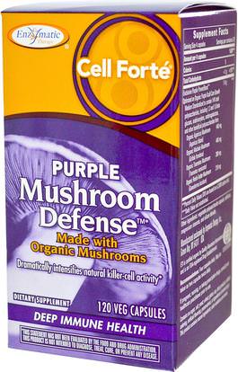 Enzymatic Therapy, Cell Forte, Purple Mushroom Defense, 120 Veggie Caps ,المكملات الغذائية، الفطر الطبية