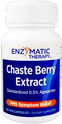Enzymatic Therapy, Chaste Berry Extract, PMS Symptom Relief, 60 Veggie Caps ,والمكملات الغذائية، والأعشاب، التوت العفريت