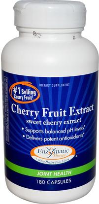 Enzymatic Therapy, Cherry Fruit Extract, Joint Health, 180 Capsules ,المكملات الغذائية، مقتطفات الفاكهة، الكرز (الفاكهة السوداء البرية)، الجمال، مكافحة الشيخوخة