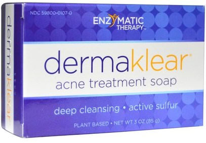 Enzymatic Therapy, DermaKlear Acne Treatment Soap, 3 oz (85 g) ,حمام، الجمال، الصابون