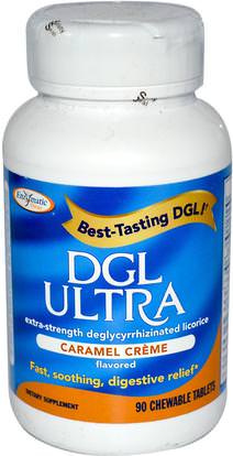 Enzymatic Therapy, DGL Ultra, Caramel Cream Flavored, 90 Chewable Tablets ,والمكملات الغذائية، والصحة